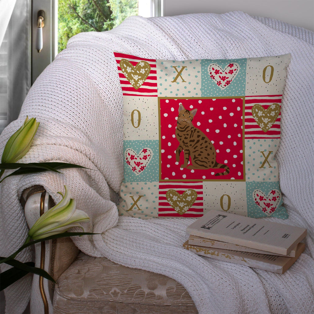 Ocicat #2 Cat Love Decorative Throw Pillow 14x14 Indoor Outdoor Accent Cushion, Fabric Cover with Insert for Sofa, Bed, Porch & Living Room