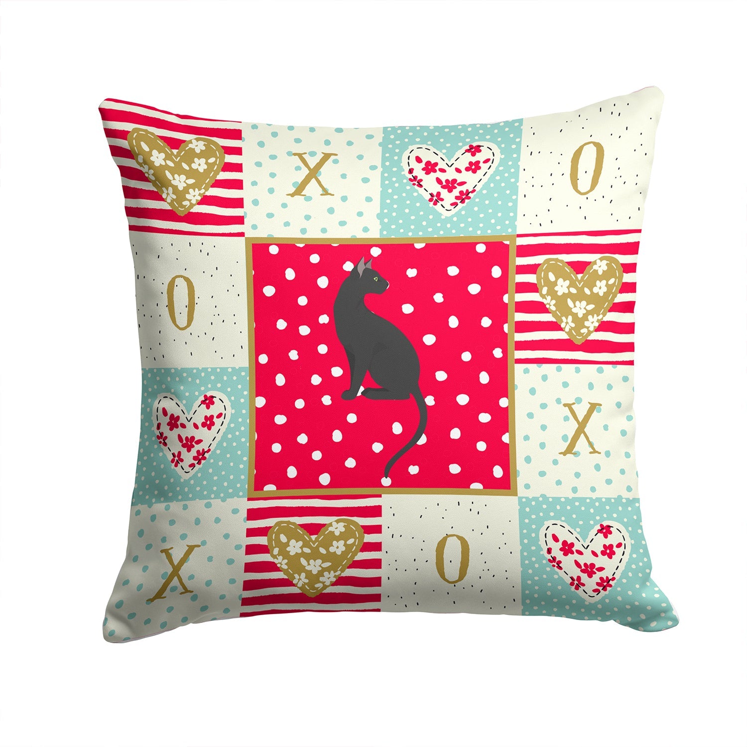 Pantherette Cat Love Decorative Throw Pillow 14x14 Indoor Outdoor Accent Cushion, Fabric Cover with Insert for Sofa, Bed, Porch & Living Room