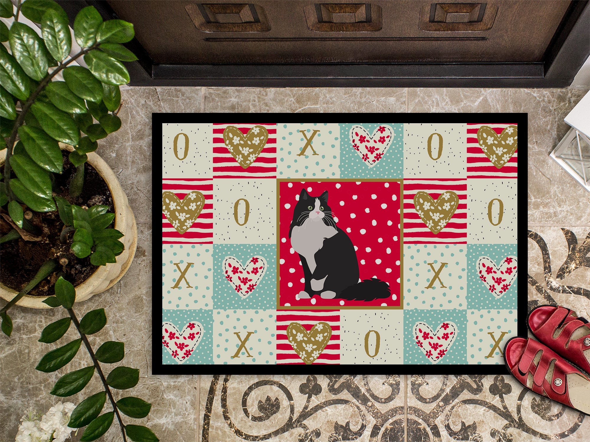 Ragamuffin Cat Love Doormat Indoor Outdoor 24H X 36W Front Door Mat Rugs for Entryway, Non Slip Washable Low Pile,