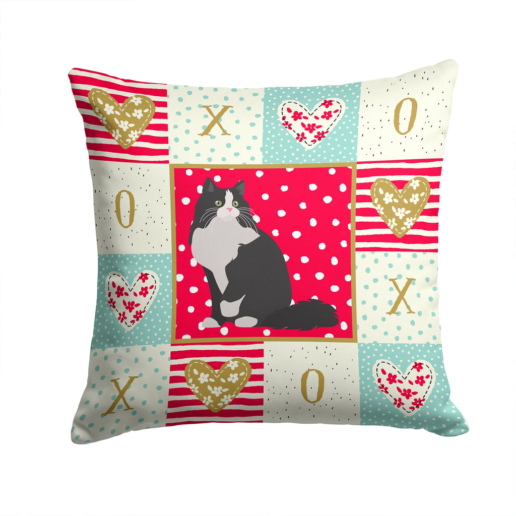 Ragamuffin Cat Love Decorative Throw Pillow 14x14 Indoor Outdoor Accent Cushion, Fabric Cover with Insert for Sofa, Bed, Porch & Living Room