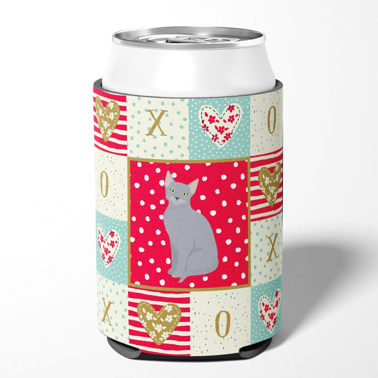 Russian Blue Cat Love Can or Bottle Hugger Cooler Sleeve for Standard 12 oz Cans, Insulated Foam Beer & Soda Can Hugger Reusable