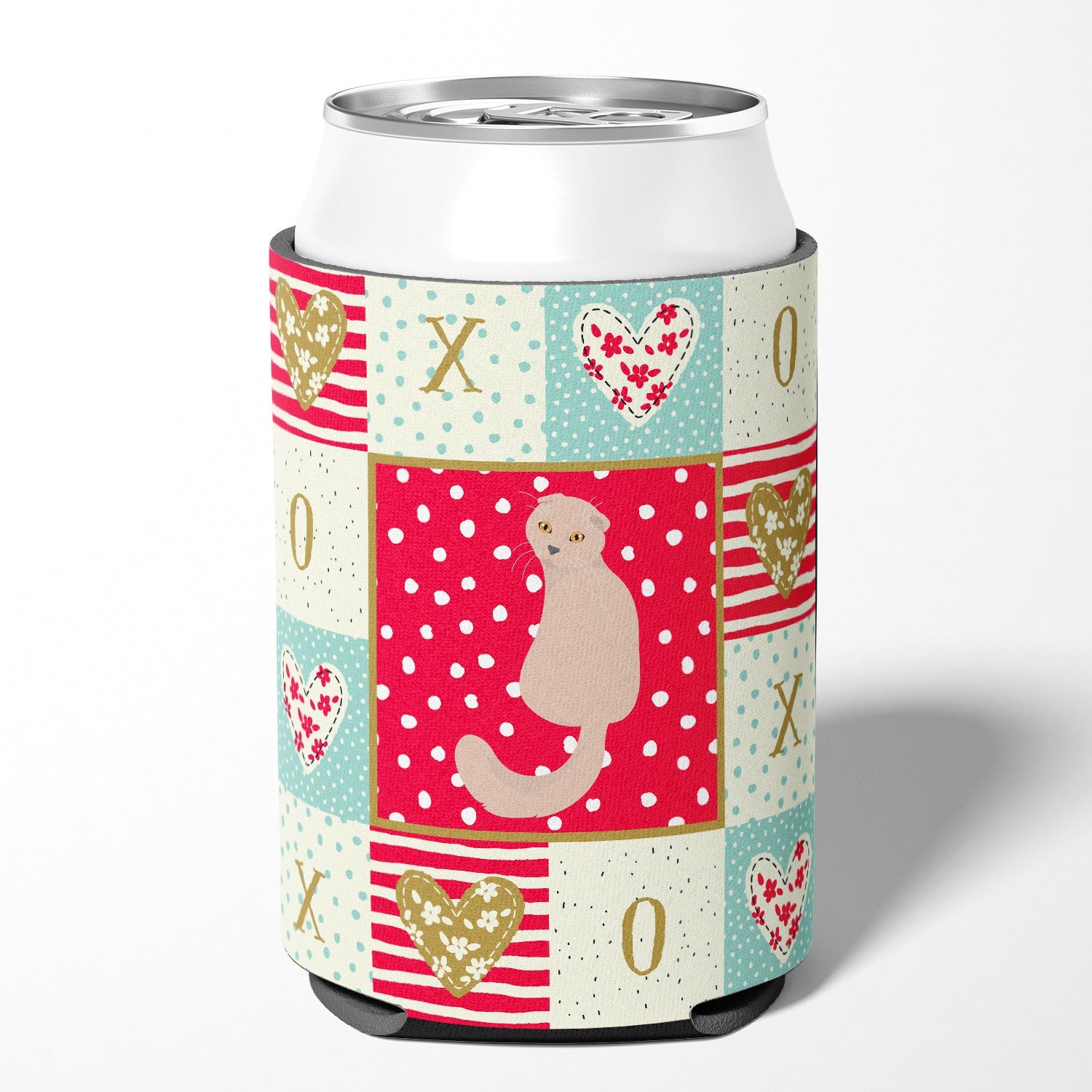 Scottish Fold Cat Love Can or Bottle Hugger Cooler Sleeve for Standard 12 oz Cans, Insulated Foam Beer & Soda Can Hugger Reusable