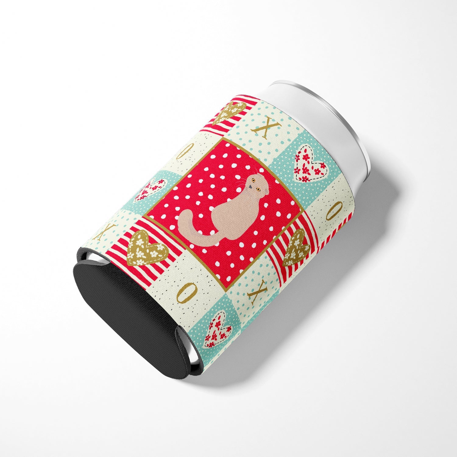 Scottish Fold Cat Love Can or Bottle Hugger Cooler Sleeve for Standard 12 oz Cans, Insulated Foam Beer & Soda Can Hugger Reusable