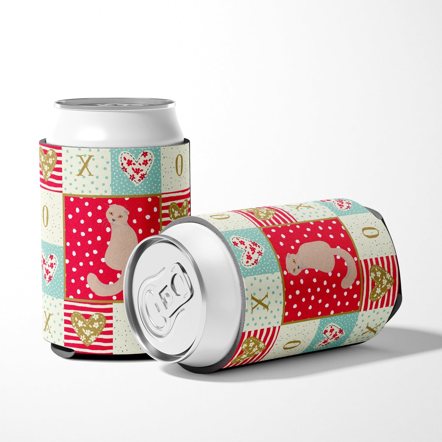 Scottish Fold Cat Love Can or Bottle Hugger Cooler Sleeve for Standard 12 oz Cans, Insulated Foam Beer & Soda Can Hugger Reusable