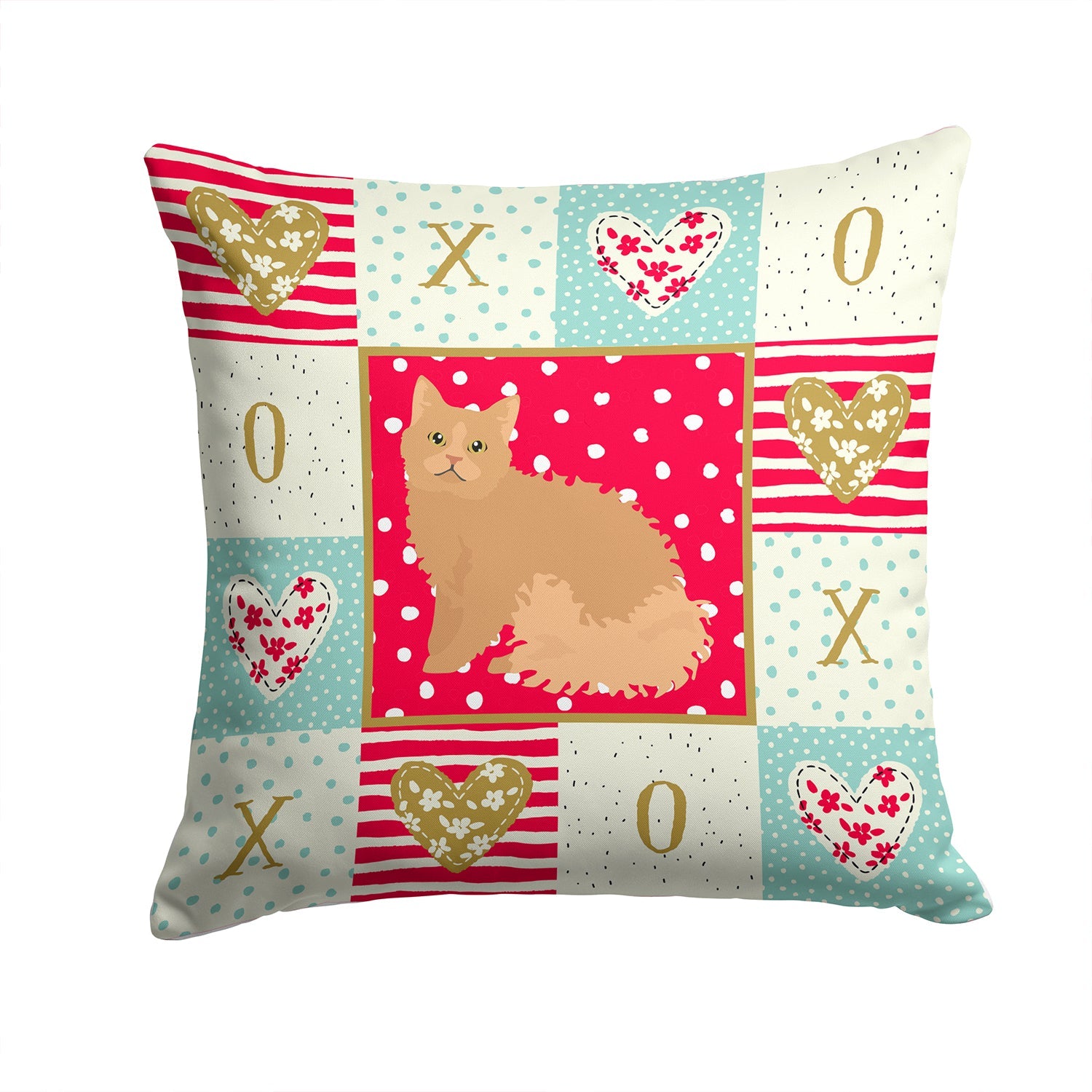 Selkirk Rex Cat Love Decorative Throw Pillow 14x14 Indoor Outdoor Accent Cushion, Fabric Cover with Insert for Sofa, Bed, Porch & Living Room