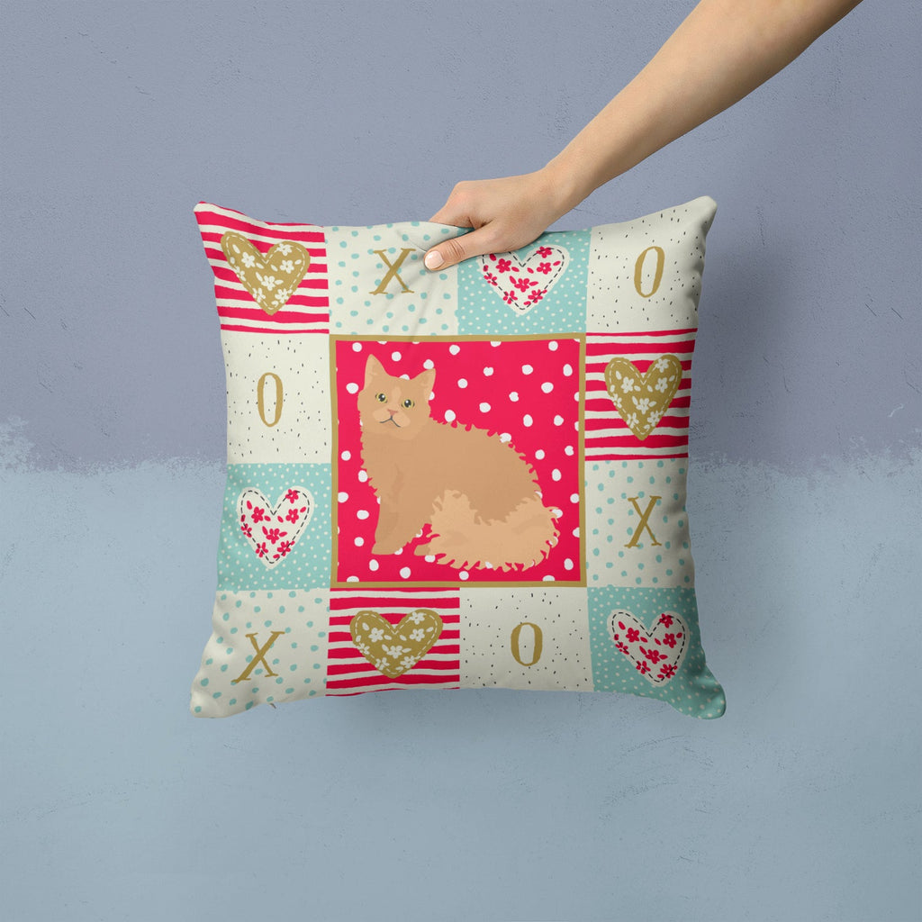 Selkirk Rex Cat Love Decorative Throw Pillow 14x14 Indoor Outdoor Accent Cushion, Fabric Cover with Insert for Sofa, Bed, Porch & Living Room