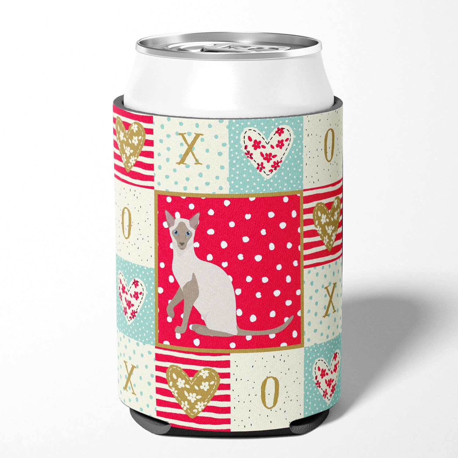 Siamese Modern Cat Love Can or Bottle Hugger Cooler Sleeve for Standard 12 oz Cans, Insulated Foam Beer & Soda Can Hugger Reusable