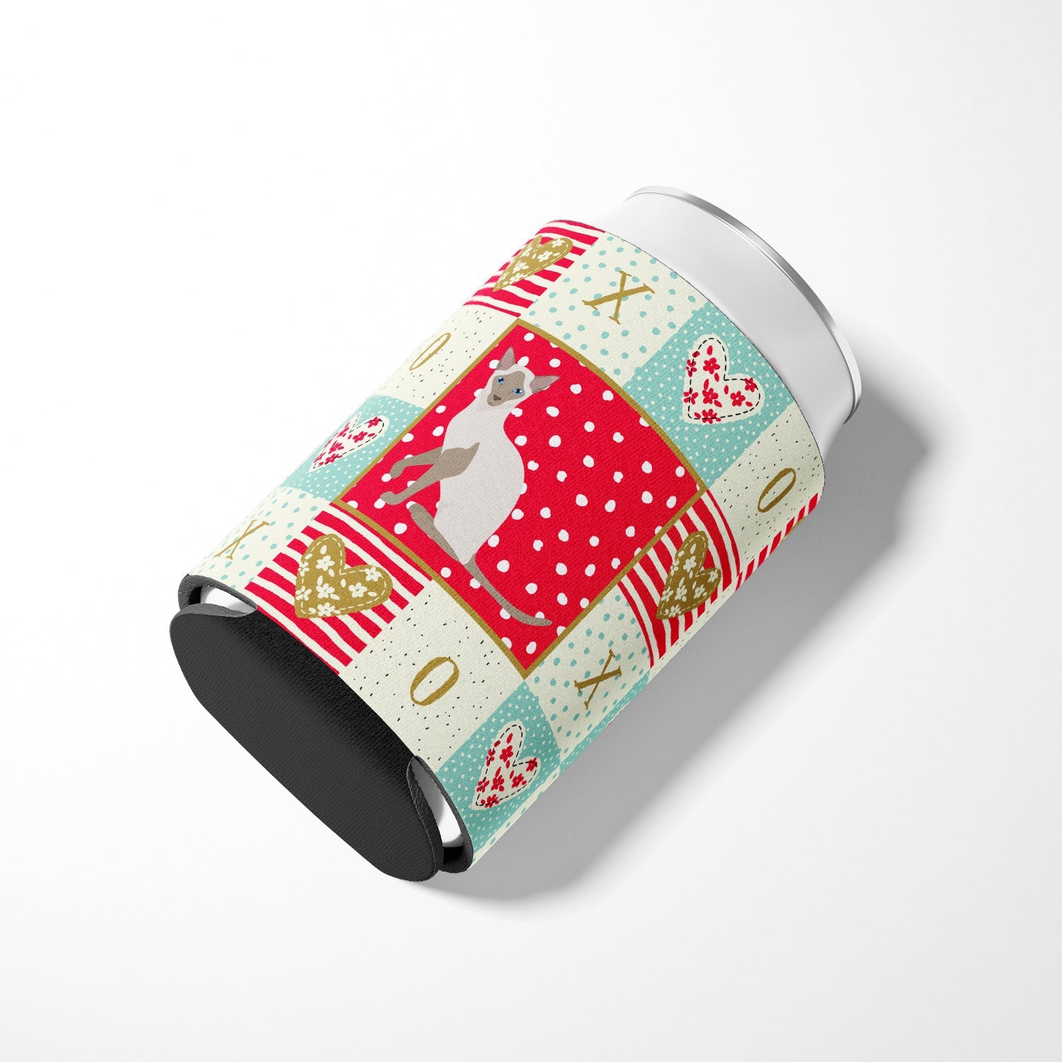 Siamese Modern Cat Love Can or Bottle Hugger Cooler Sleeve for Standard 12 oz Cans, Insulated Foam Beer & Soda Can Hugger Reusable