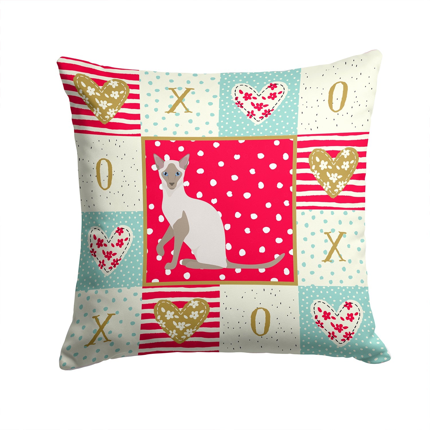 Siamese Modern Cat Love Decorative Throw Pillow 14x14 Indoor Outdoor Accent Cushion, Fabric Cover with Insert for Sofa, Bed, Porch & Living Room