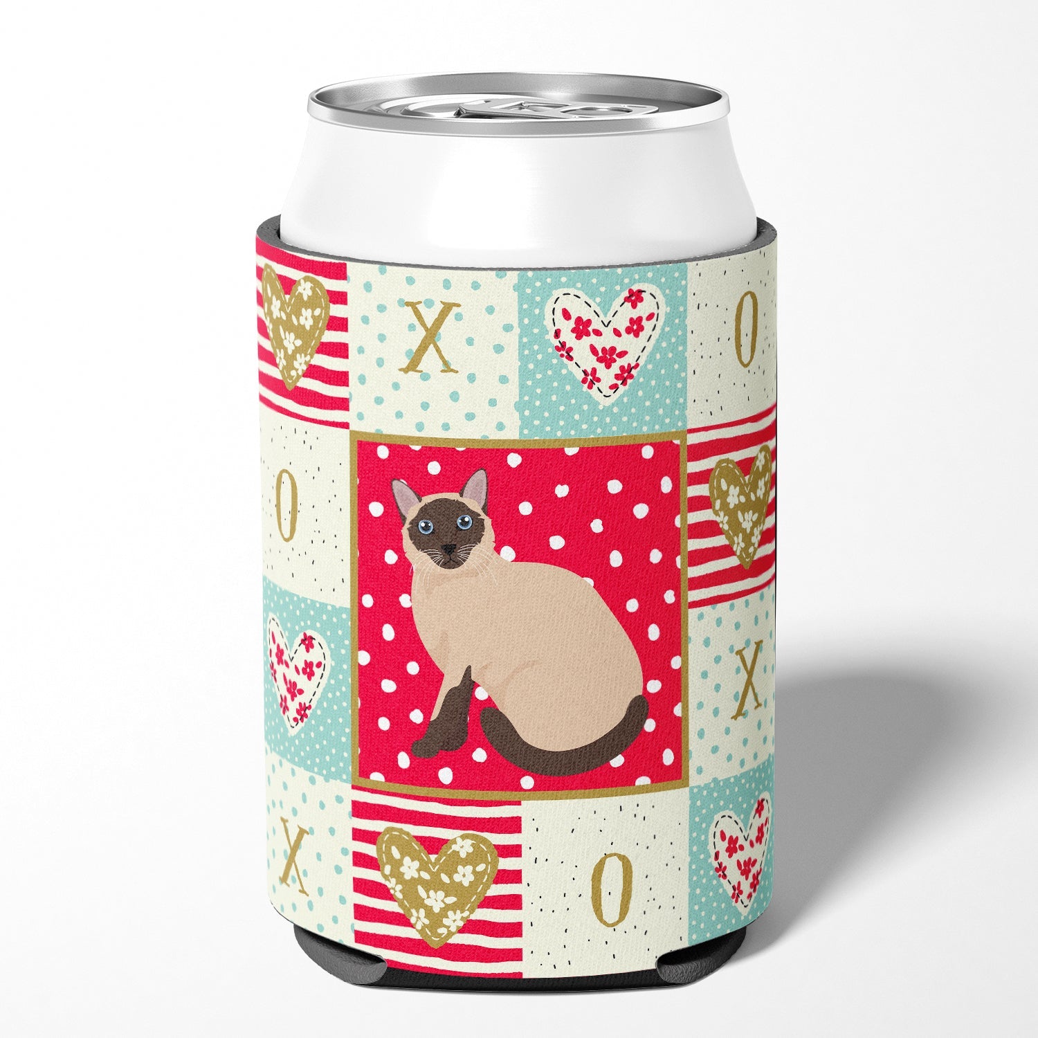 Siamese Traditional Cat Love Can or Bottle Hugger Cooler Sleeve for Standard 12 oz Cans, Insulated Foam Beer & Soda Can Hugger Reusable
