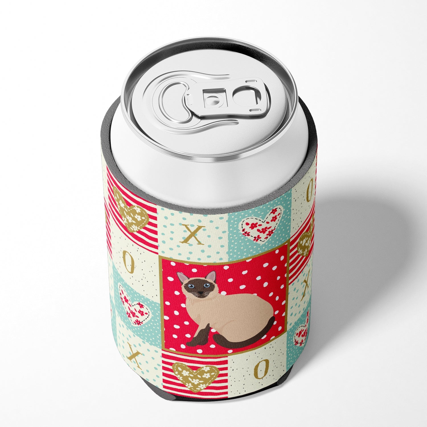 Siamese Traditional Cat Love Can or Bottle Hugger Cooler Sleeve for Standard 12 oz Cans, Insulated Foam Beer & Soda Can Hugger Reusable