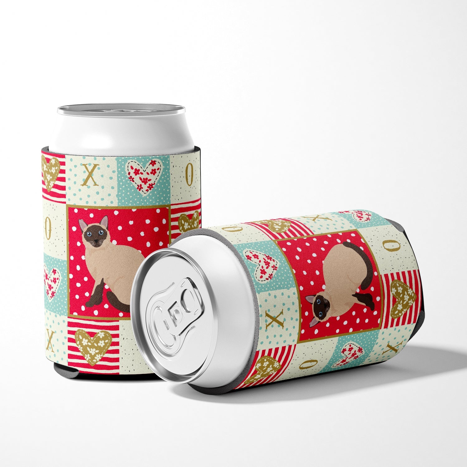 Siamese Traditional Cat Love Can or Bottle Hugger Cooler Sleeve for Standard 12 oz Cans, Insulated Foam Beer & Soda Can Hugger Reusable