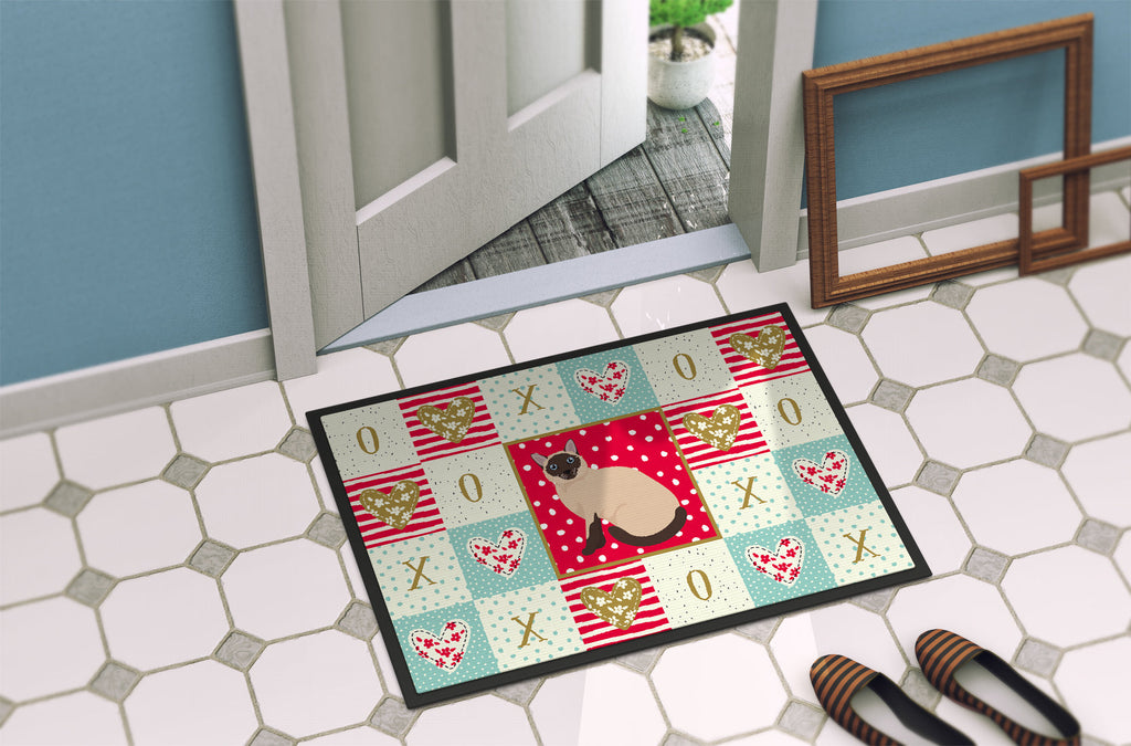 Siamese Traditional Cat Love Doormat Indoor Outdoor 18H X 27W Front Door Mat Rugs for Entryway, Non Slip Washable