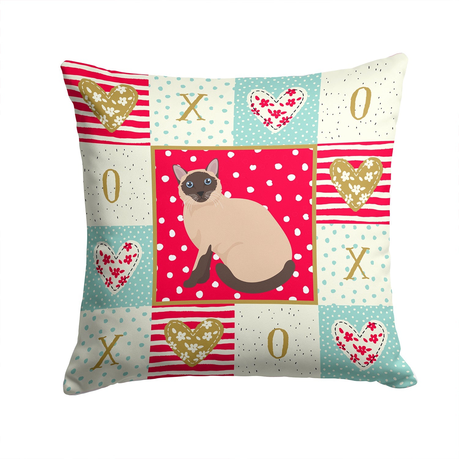 Siamese Traditional Cat Love Decorative Throw Pillow 14x14 Indoor Outdoor Accent Cushion, Fabric Cover with Insert for Sofa, Bed, Porch & Living Room