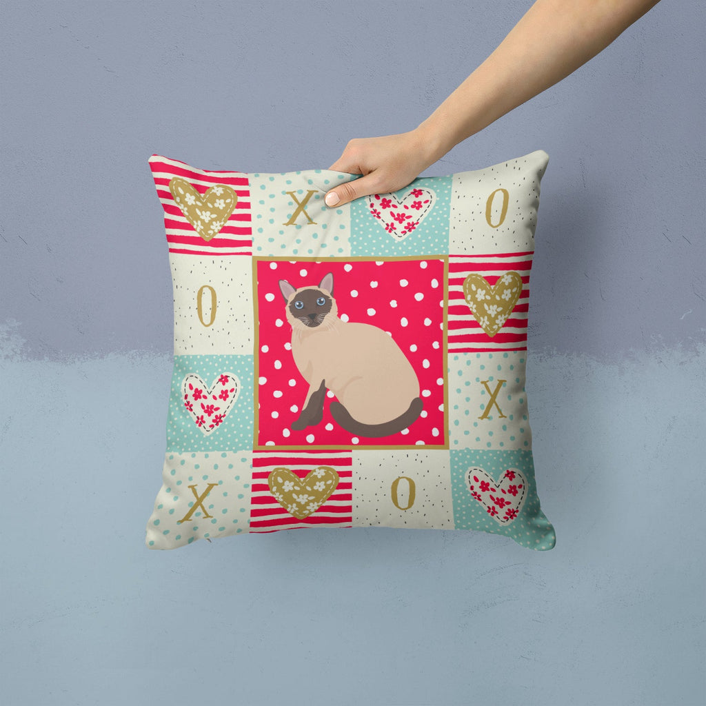 Siamese Traditional Cat Love Decorative Throw Pillow 14x14 Indoor Outdoor Accent Cushion, Fabric Cover with Insert for Sofa, Bed, Porch & Living Room