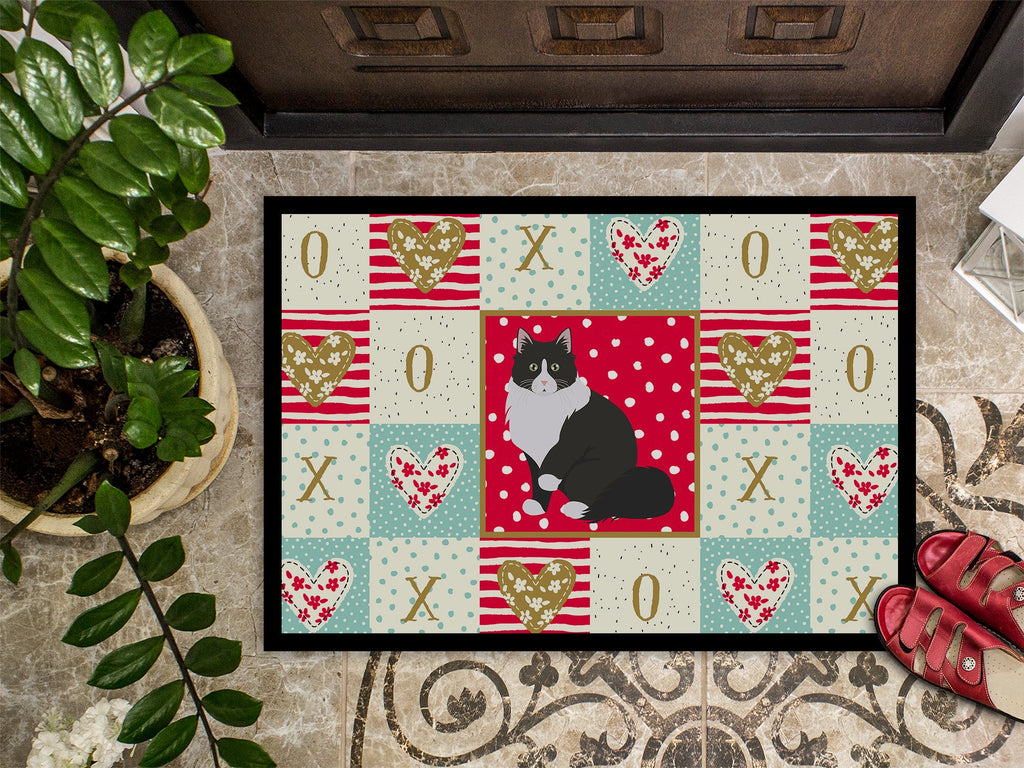 Siberian Forest Cat Love Doormat Indoor Outdoor 24H X 36W Front Door Mat Rugs for Entryway, Non Slip Washable Low Pile,