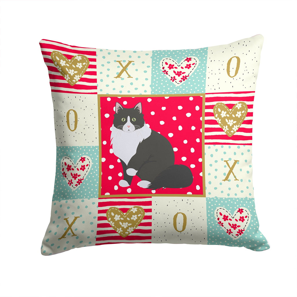 Siberian Forest Cat Love Decorative Throw Pillow 14x14 Indoor Outdoor Accent Cushion, Fabric Cover with Insert for Sofa, Bed, Porch & Living Room
