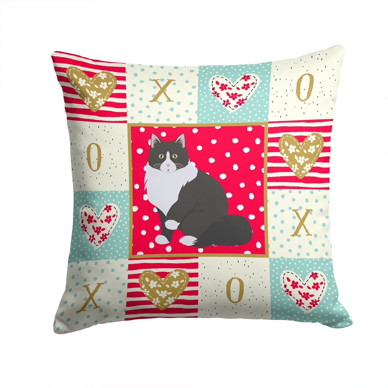 Siberian Forest Cat Love Decorative Throw Pillow 14x14 Indoor Outdoor Accent Cushion, Fabric Cover with Insert for Sofa, Bed, Porch & Living Room
