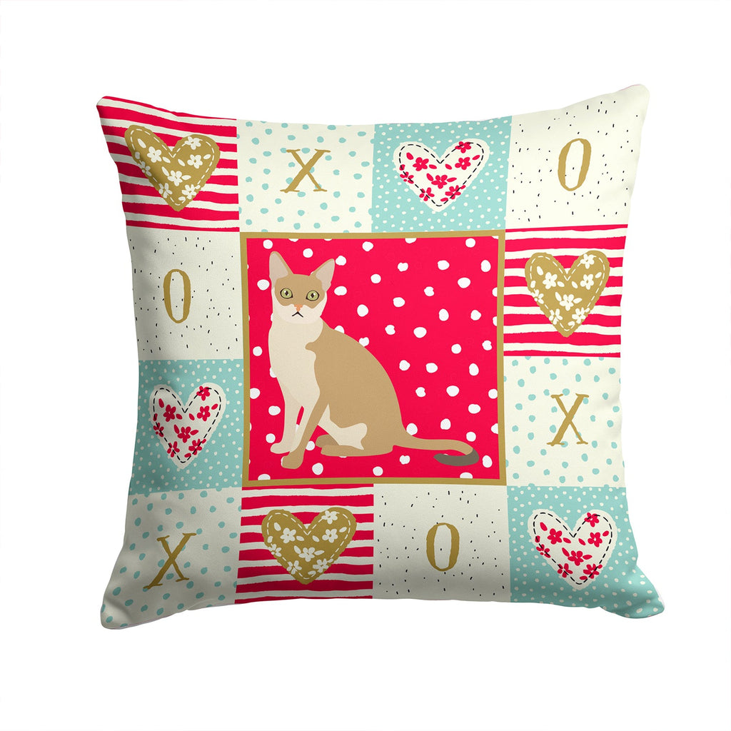 Singapura Cat Love Decorative Throw Pillow 14x14 Indoor Outdoor Accent Cushion, Fabric Cover with Insert for Sofa, Bed, Porch & Living Room