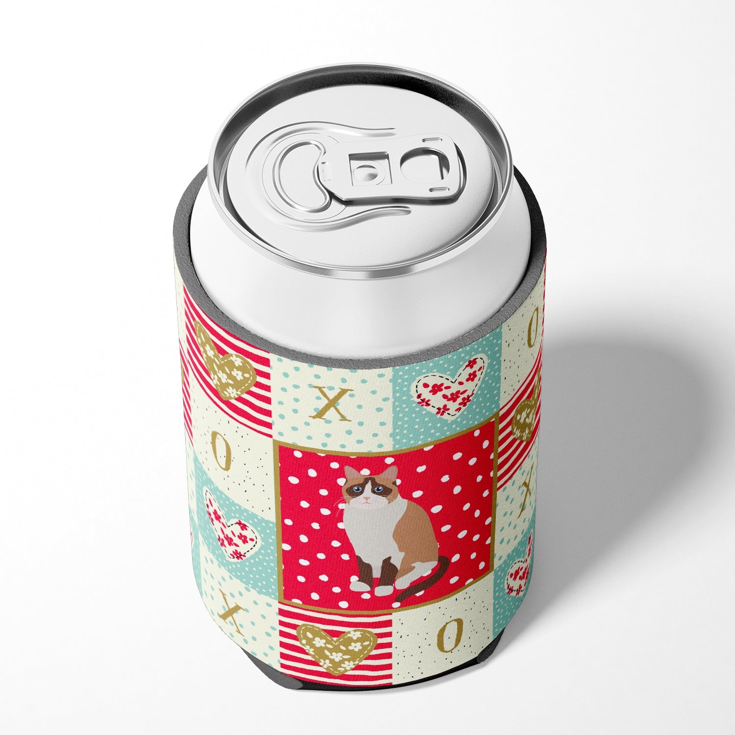 Snowshoe Cat Love Can or Bottle Hugger Cooler Sleeve for Standard 12 oz Cans, Insulated Foam Beer & Soda Can Hugger Reusable
