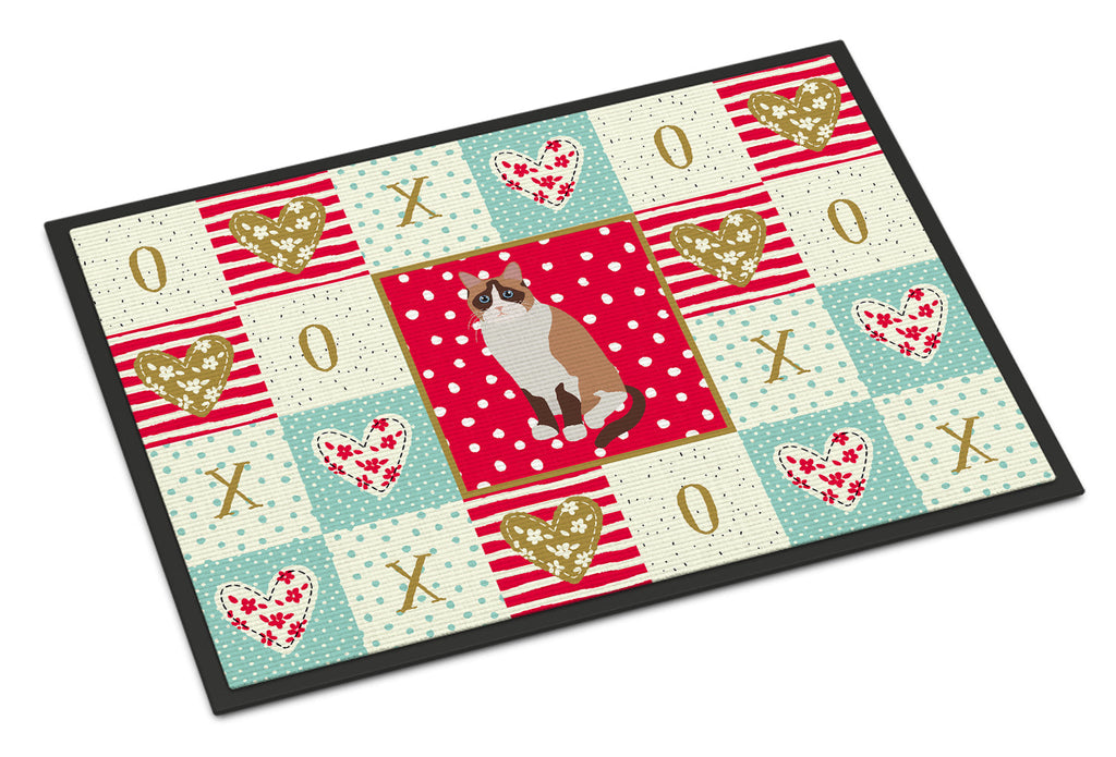 Snowshoe Cat Love Doormat Indoor Outdoor 24H X 36W Front Door Mat Rugs for Entryway, Non Slip Washable Low Pile,