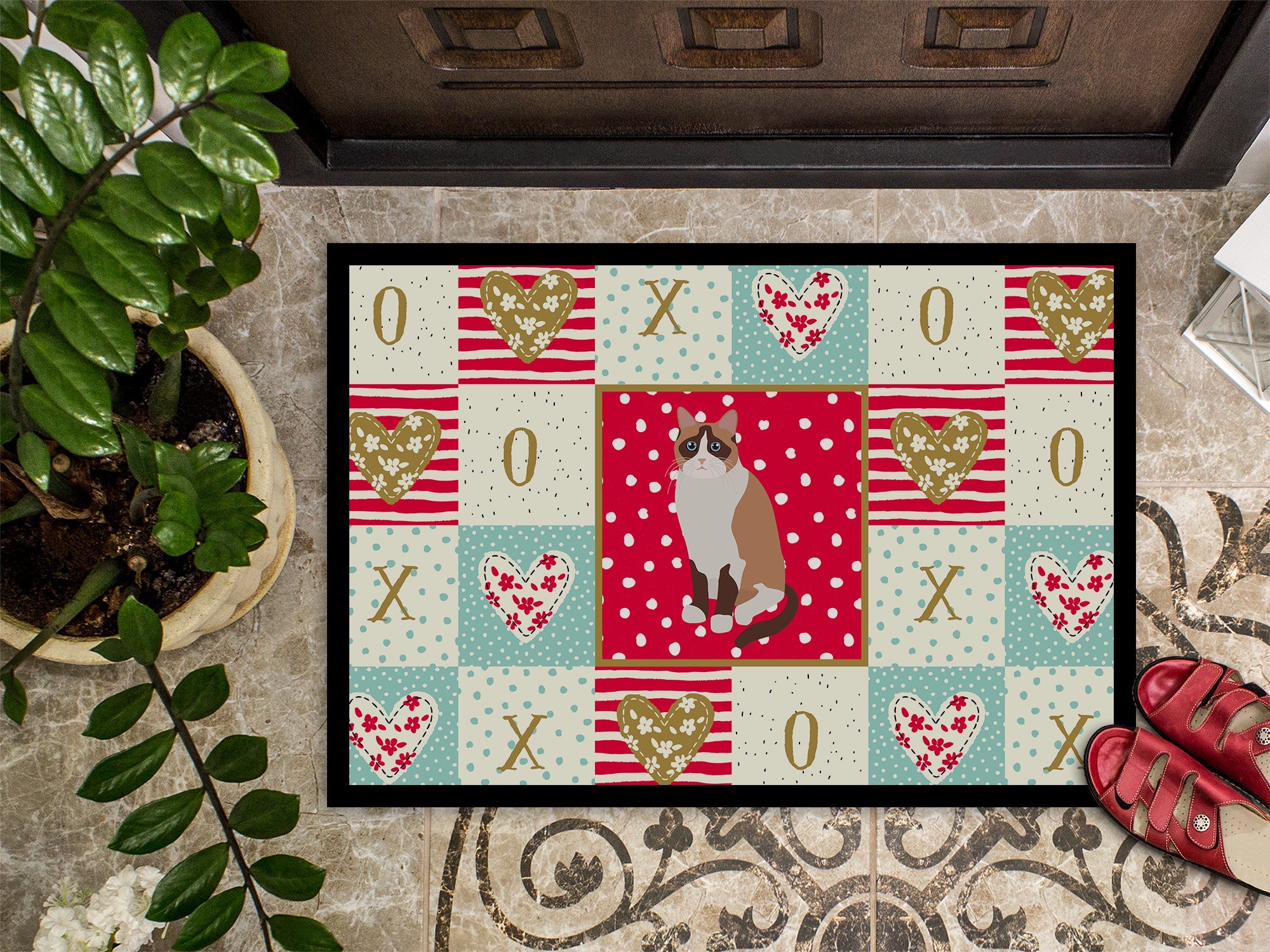Snowshoe Cat Love Doormat Indoor Outdoor 18H X 27W Front Door Mat Rugs for Entryway, Non Slip Washable