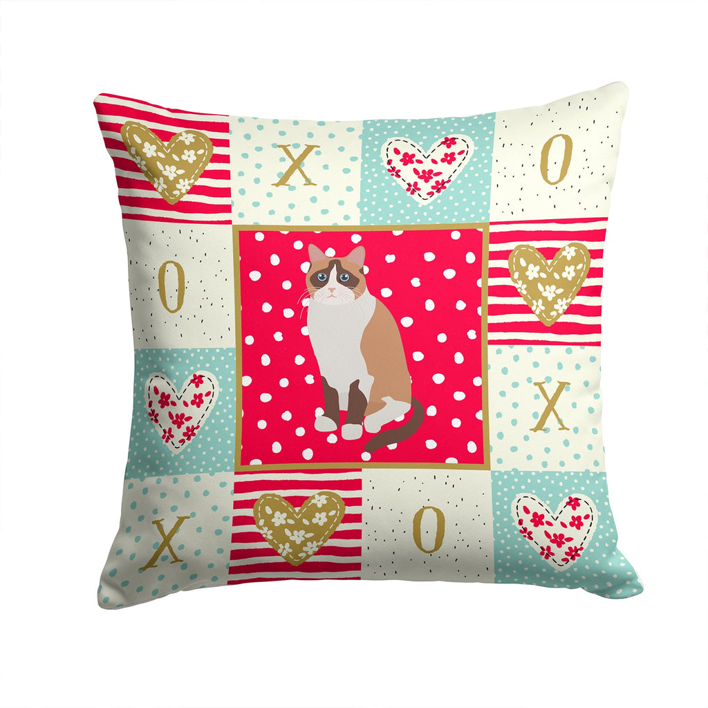 Snowshoe Cat Love Decorative Throw Pillow 14x14 Indoor Outdoor Accent Cushion, Fabric Cover with Insert for Sofa, Bed, Porch & Living Room