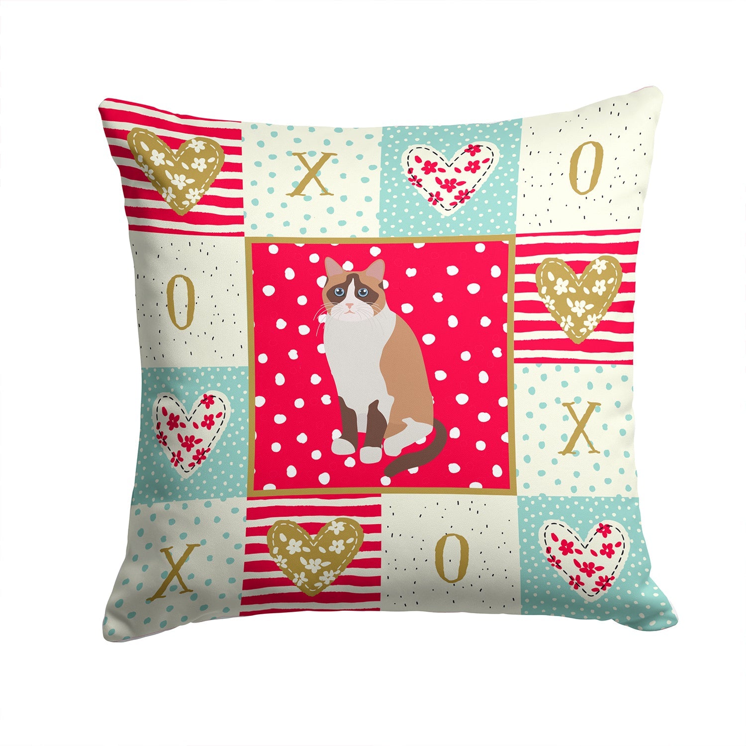 Snowshoe Cat Love Decorative Throw Pillow 14x14 Indoor Outdoor Accent Cushion, Fabric Cover with Insert for Sofa, Bed, Porch & Living Room