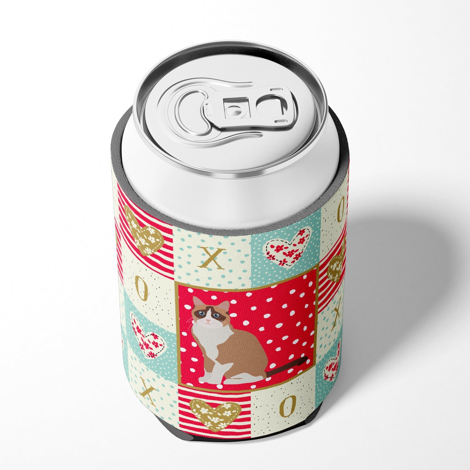 Snowshoe #2 Cat Love Can or Bottle Hugger Cooler Sleeve for Standard 12 oz Cans, Insulated Foam Beer & Soda Can Hugger Reusable