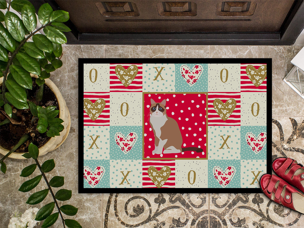 Snowshoe #2 Cat Love Doormat Indoor Outdoor 18H X 27W Front Door Mat Rugs for Entryway, Non Slip Washable