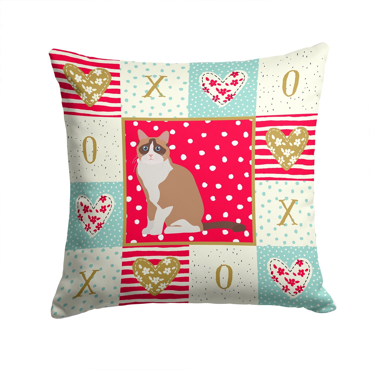 Snowshoe #2 Cat Love Decorative Throw Pillow 14x14 Indoor Outdoor Accent Cushion, Fabric Cover with Insert for Sofa, Bed, Porch & Living Room