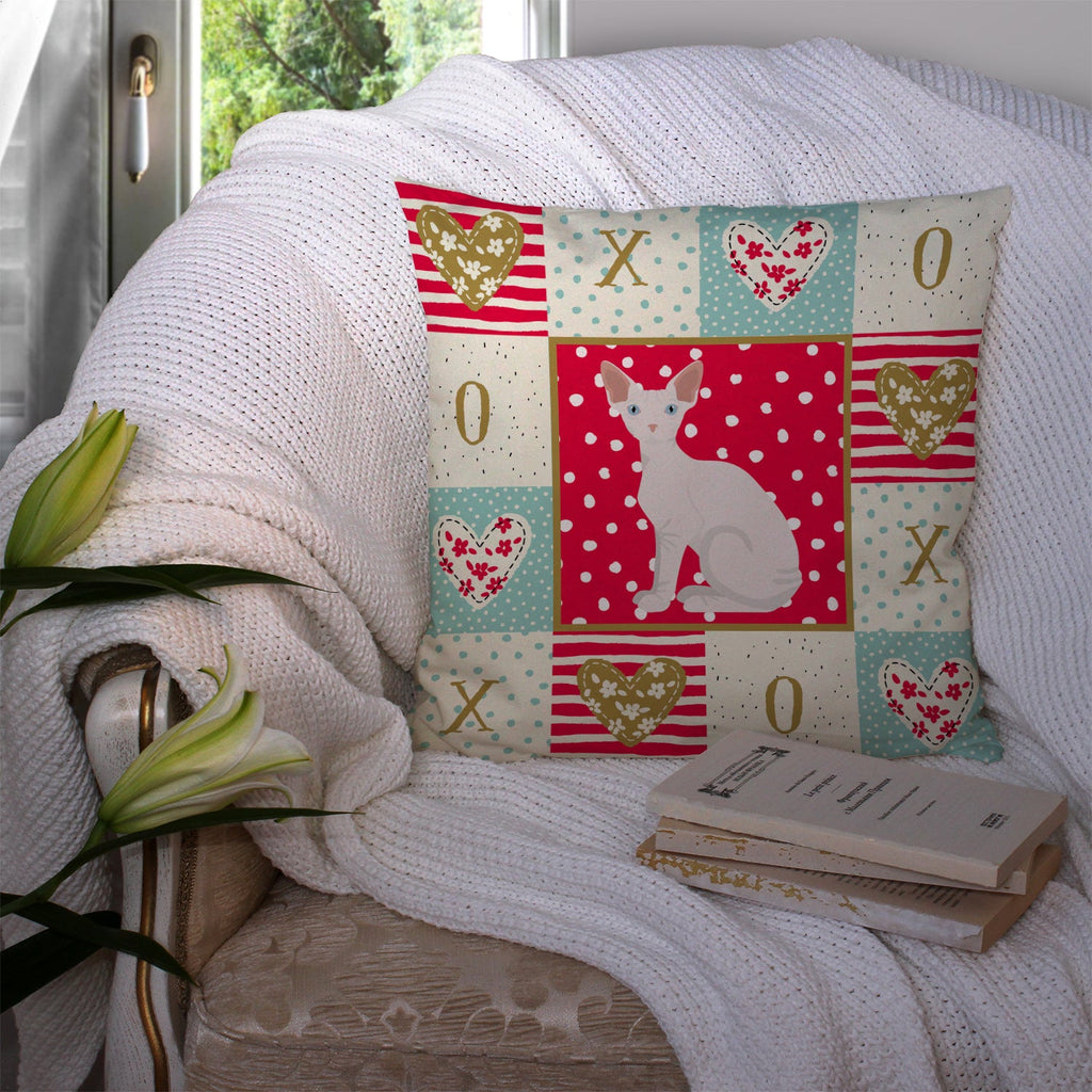 Sphynx Cat Love Decorative Throw Pillow 14x14 Indoor Outdoor Accent Cushion, Fabric Cover with Insert for Sofa, Bed, Porch & Living Room