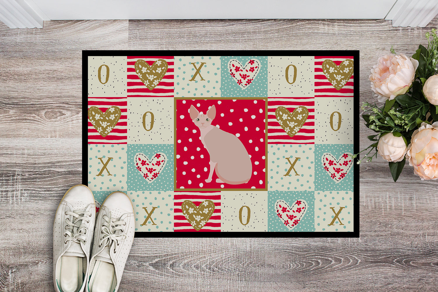 Sphynx #2 Cat Love Doormat Indoor Outdoor 18H X 27W Front Door Mat Rugs for Entryway, Non Slip Washable