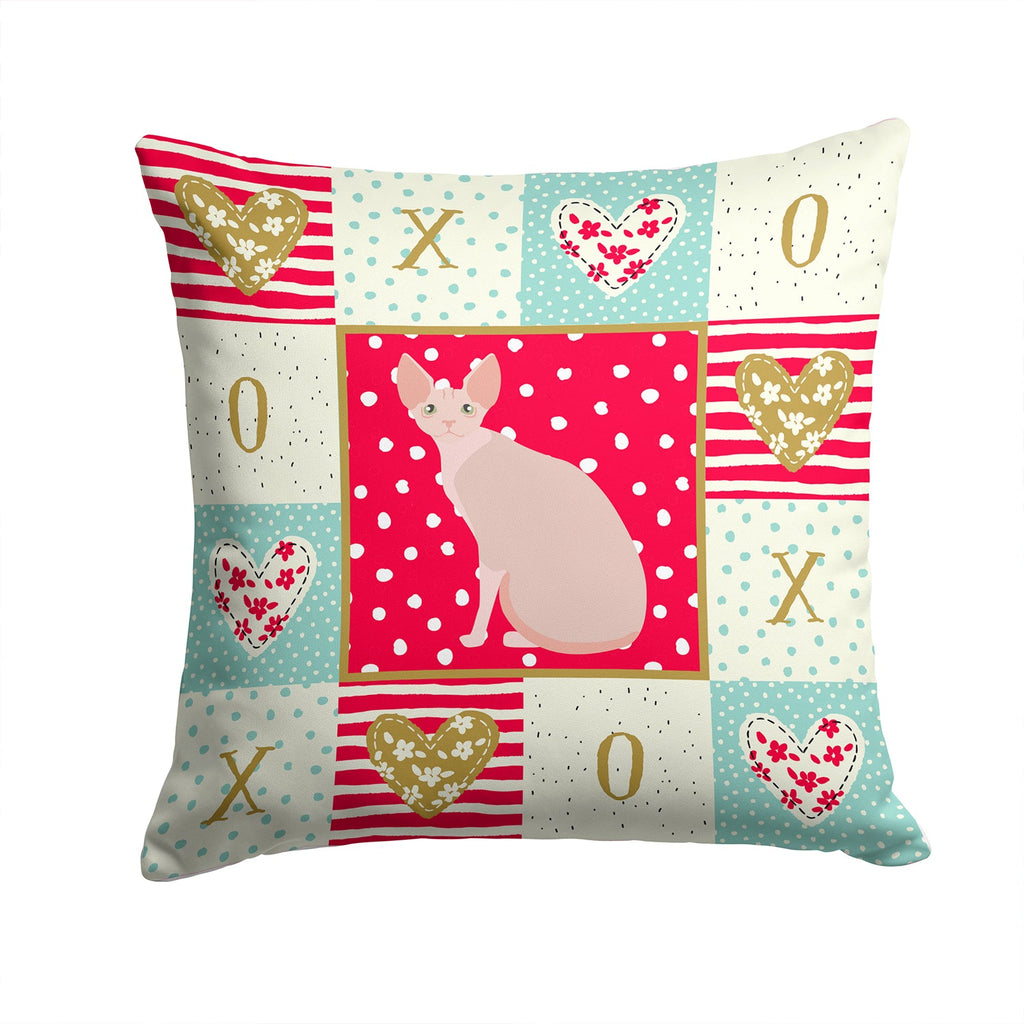 Sphynx #2 Cat Love Decorative Throw Pillow 14x14 Indoor Outdoor Accent Cushion, Fabric Cover with Insert for Sofa, Bed, Porch & Living Room