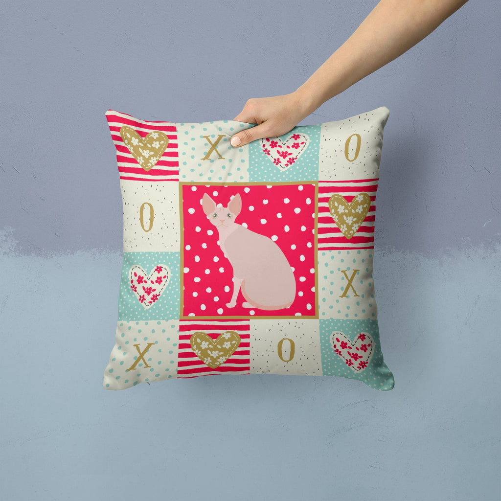 Sphynx #2 Cat Love Decorative Throw Pillow 14x14 Indoor Outdoor Accent Cushion, Fabric Cover with Insert for Sofa, Bed, Porch & Living Room