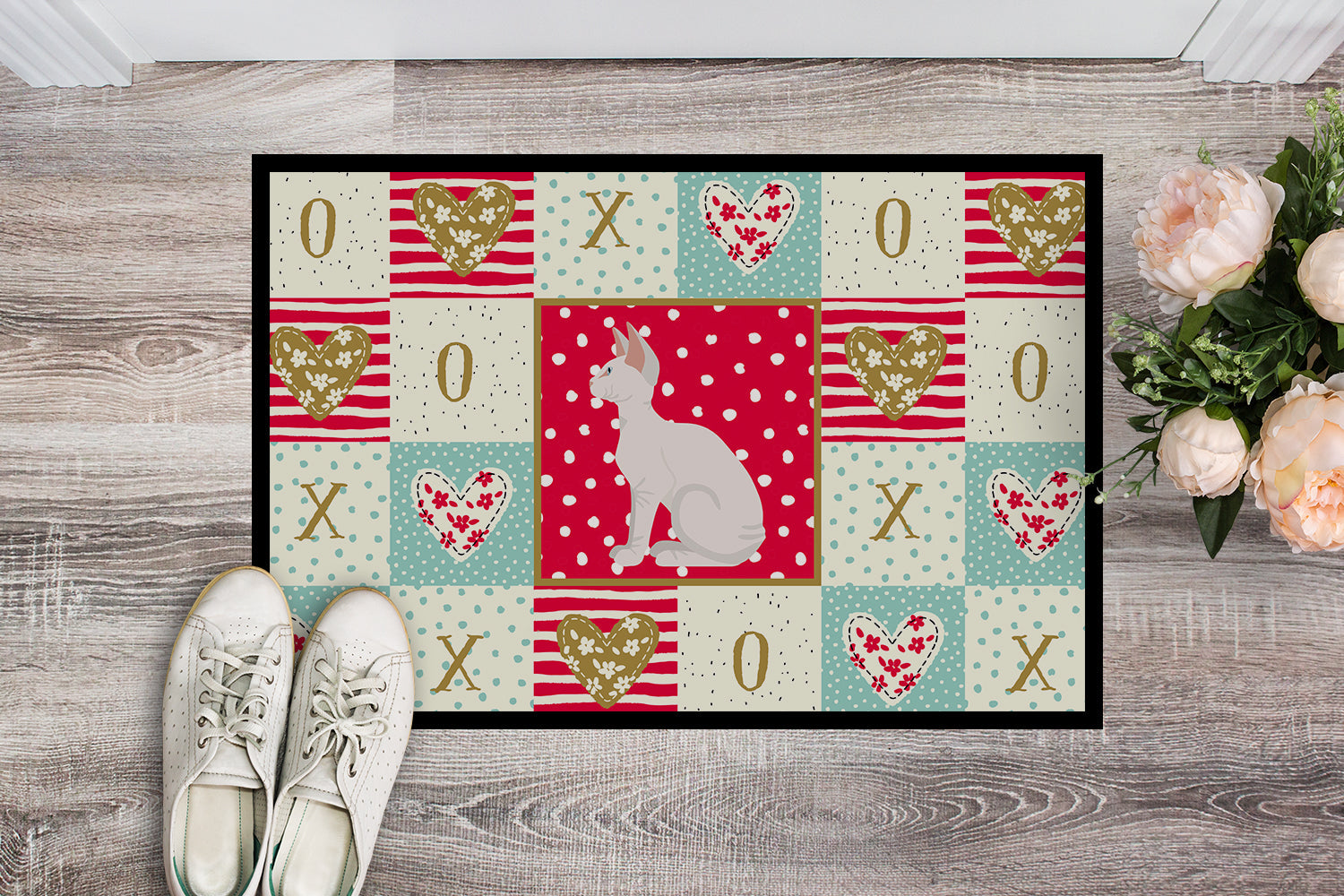 Sphynx #3 Cat Love Doormat Indoor Outdoor 18H X 27W Front Door Mat Rugs for Entryway, Non Slip Washable