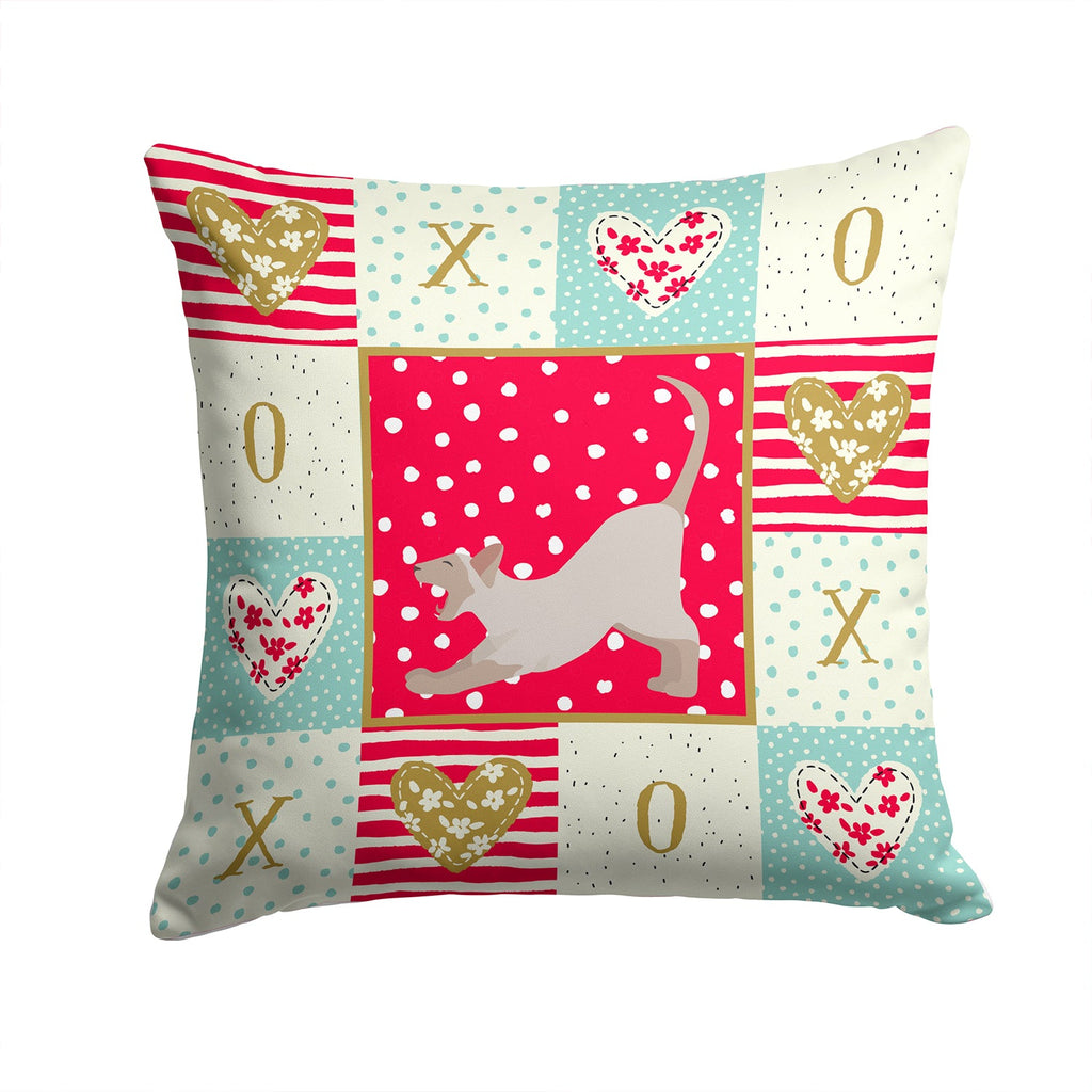 Thai Lilac Cat Love Decorative Throw Pillow 14x14 Indoor Outdoor Accent Cushion, Fabric Cover with Insert for Sofa, Bed, Porch & Living Room