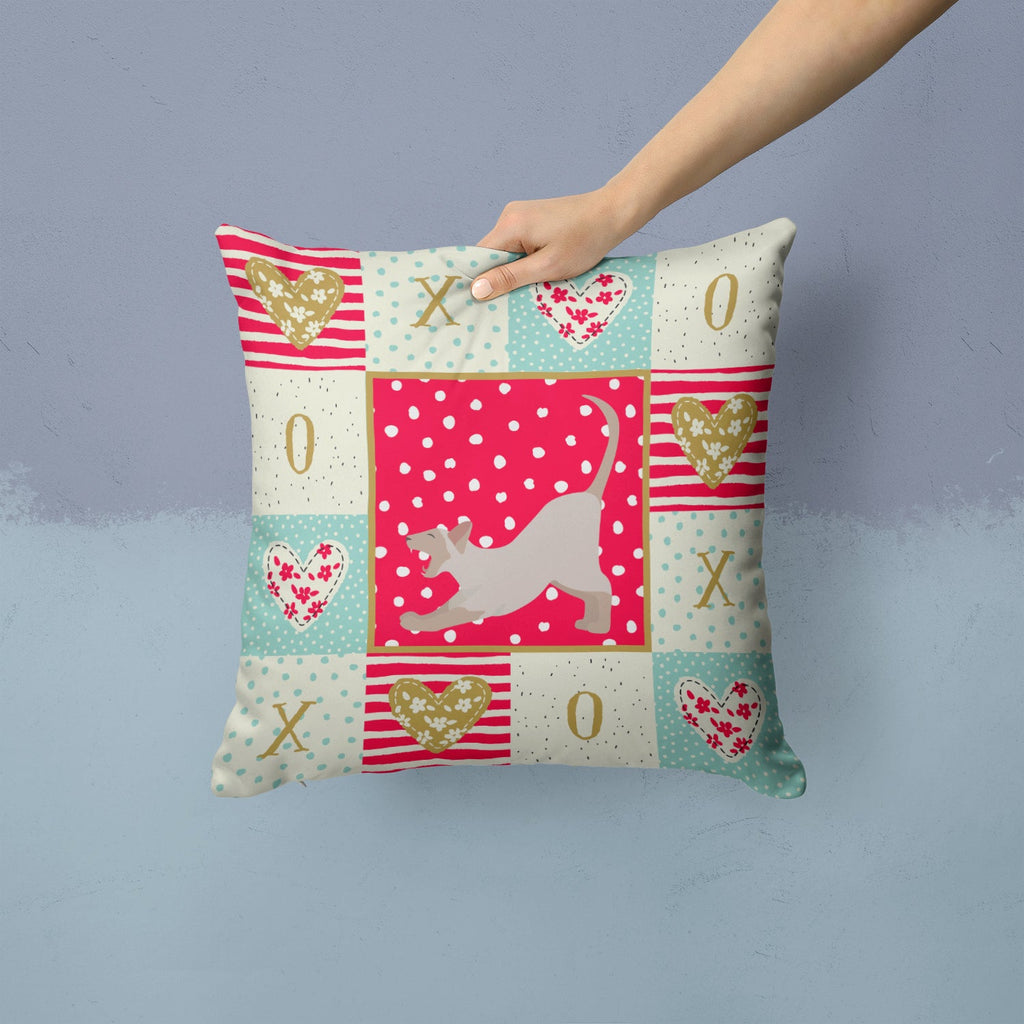 Thai Lilac Cat Love Decorative Throw Pillow 14x14 Indoor Outdoor Accent Cushion, Fabric Cover with Insert for Sofa, Bed, Porch & Living Room
