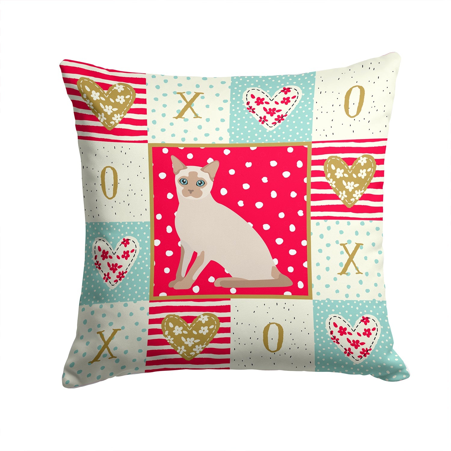 Tonkinese Cat Love Decorative Throw Pillow 14x14 Indoor Outdoor Accent Cushion, Fabric Cover with Insert for Sofa, Bed, Porch & Living Room