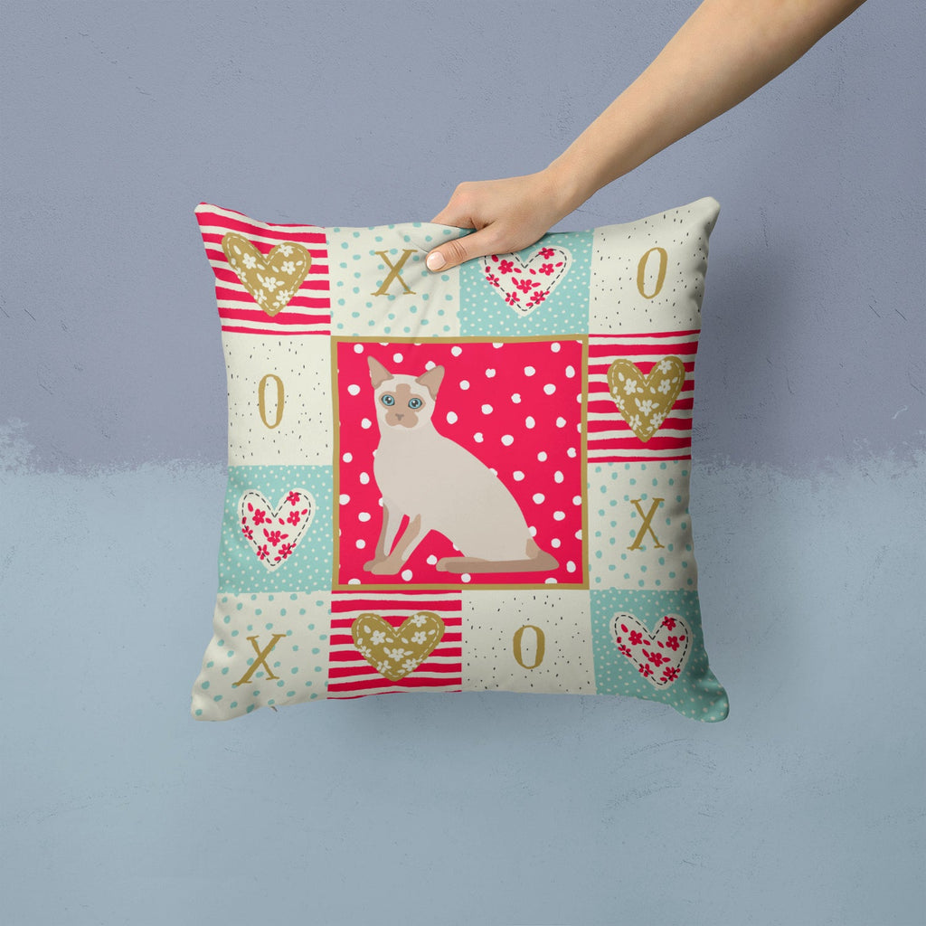 Tonkinese Cat Love Decorative Throw Pillow 14x14 Indoor Outdoor Accent Cushion, Fabric Cover with Insert for Sofa, Bed, Porch & Living Room
