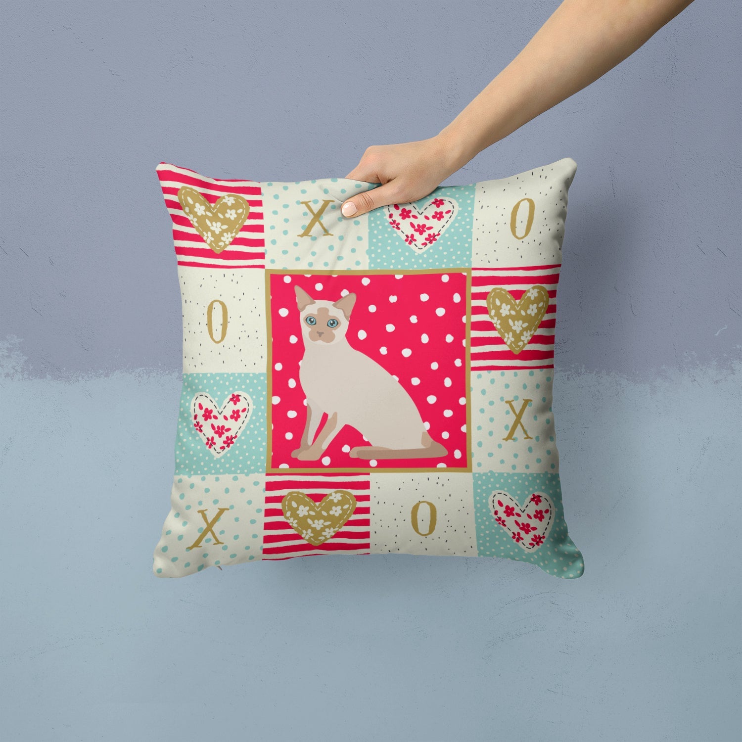 Tonkinese Cat Love Decorative Throw Pillow 14x14 Indoor Outdoor Accent Cushion, Fabric Cover with Insert for Sofa, Bed, Porch & Living Room