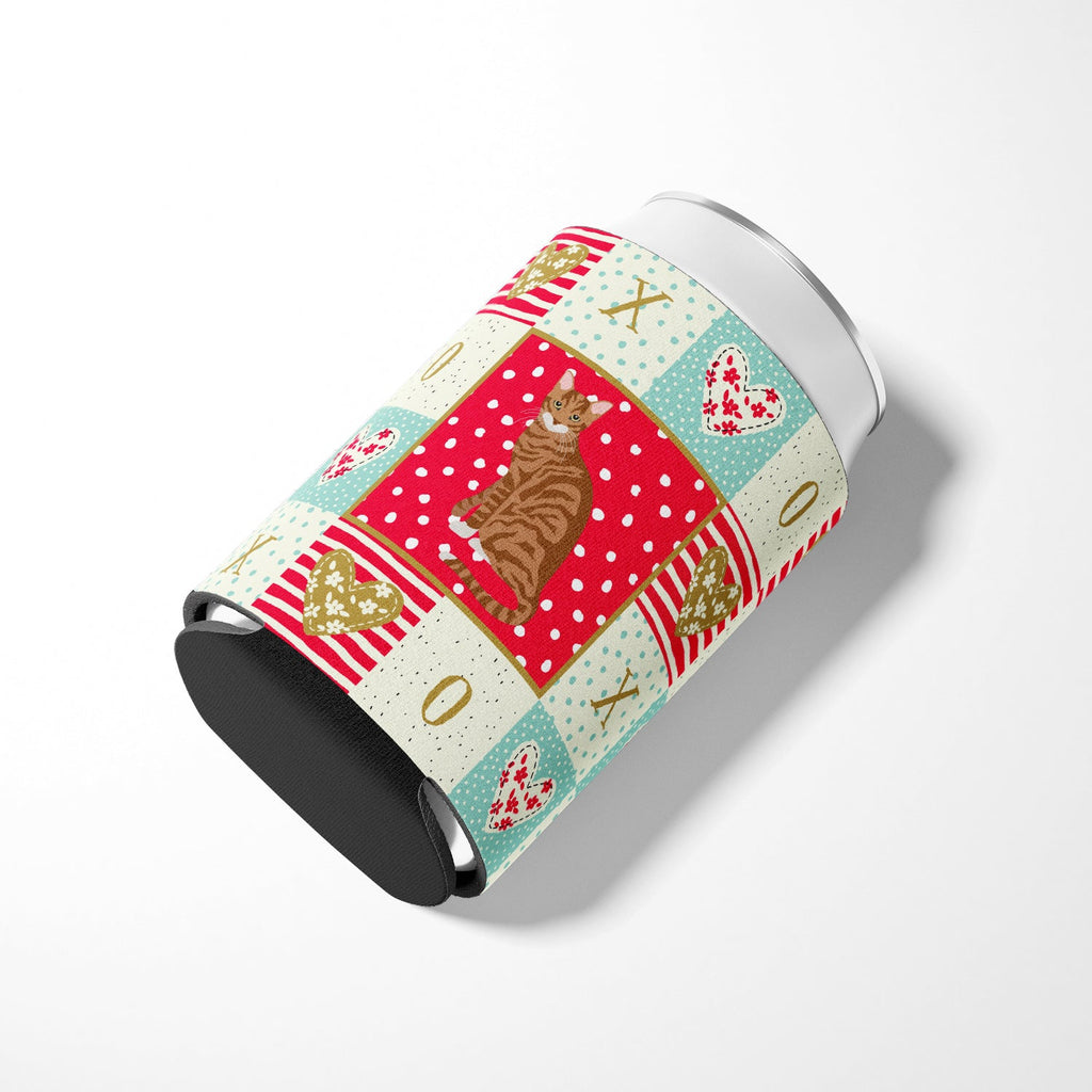 Toyger Cat Love Can or Bottle Hugger Cooler Sleeve for Standard 12 oz Cans, Insulated Foam Beer & Soda Can Hugger Reusable