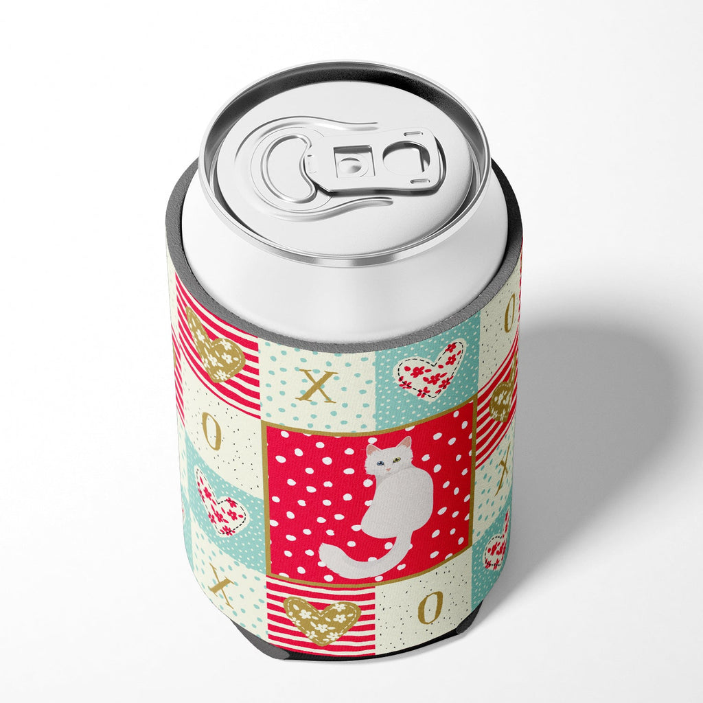 Turkish Angora Cat Love Can or Bottle Hugger Cooler Sleeve for Standard 12 oz Cans, Insulated Foam Beer & Soda Can Hugger Reusable