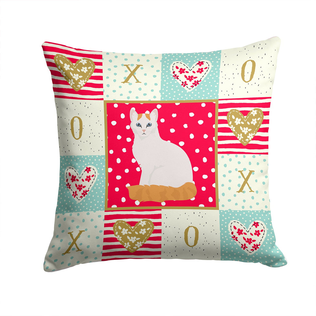 Turkish Van Cat Love Decorative Throw Pillow 14x14 Indoor Outdoor Accent Cushion, Fabric Cover with Insert for Sofa, Bed, Porch & Living Room