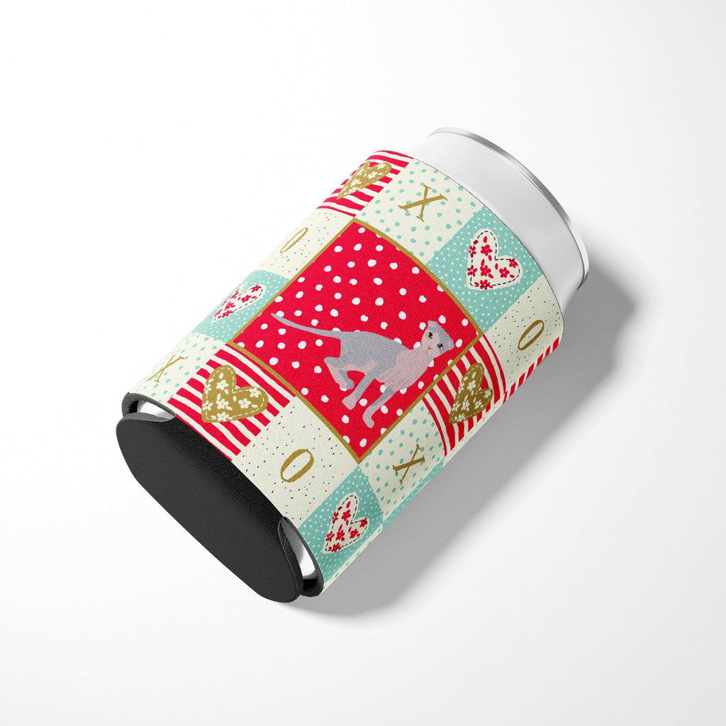 Ukrainian Levkoy Cat Love Can or Bottle Hugger Cooler Sleeve for Standard 12 oz Cans, Insulated Foam Beer & Soda Can Hugger Reusable