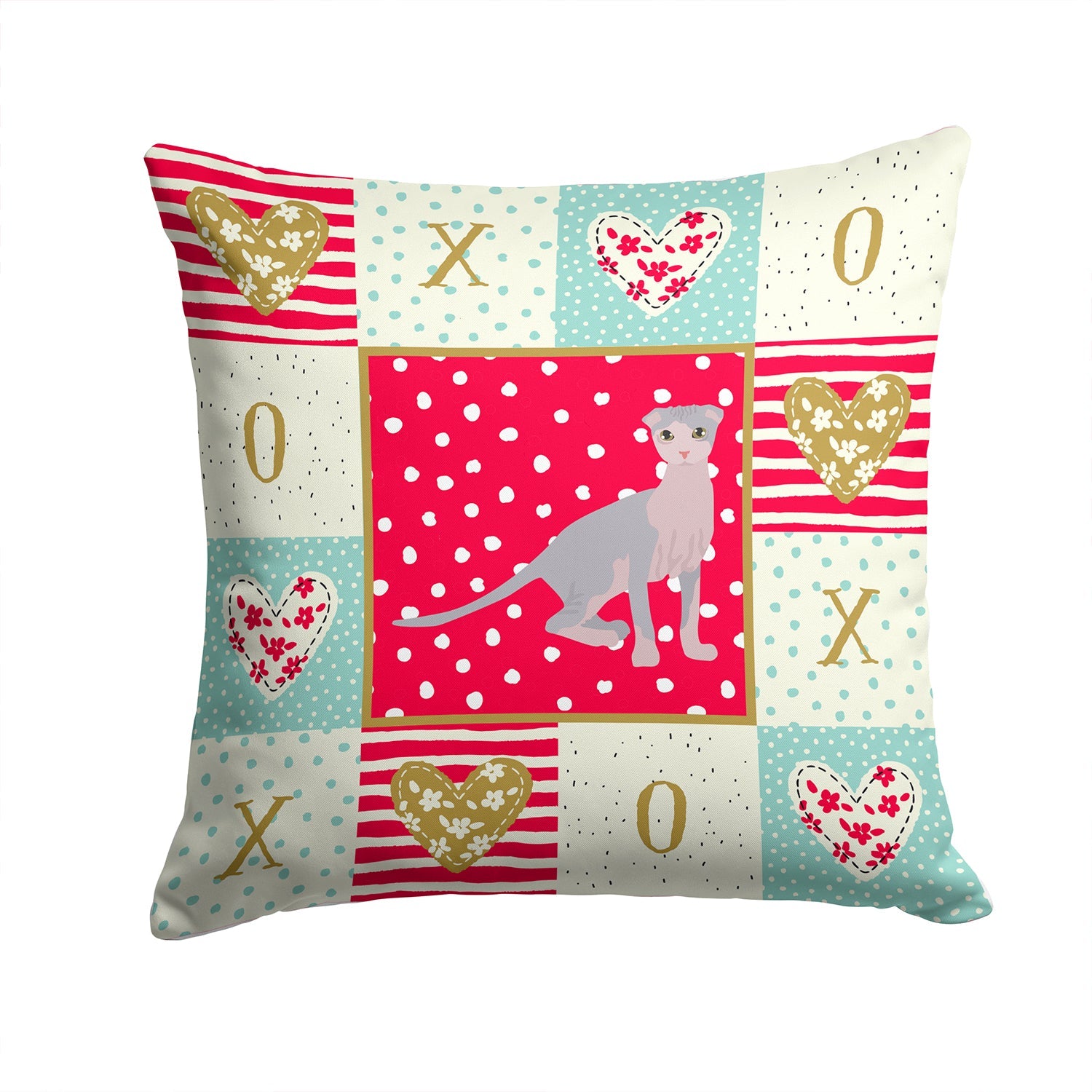 Ukrainian Levkoy Cat Love Decorative Throw Pillow 14x14 Indoor Outdoor Accent Cushion, Fabric Cover with Insert for Sofa, Bed, Porch & Living Room