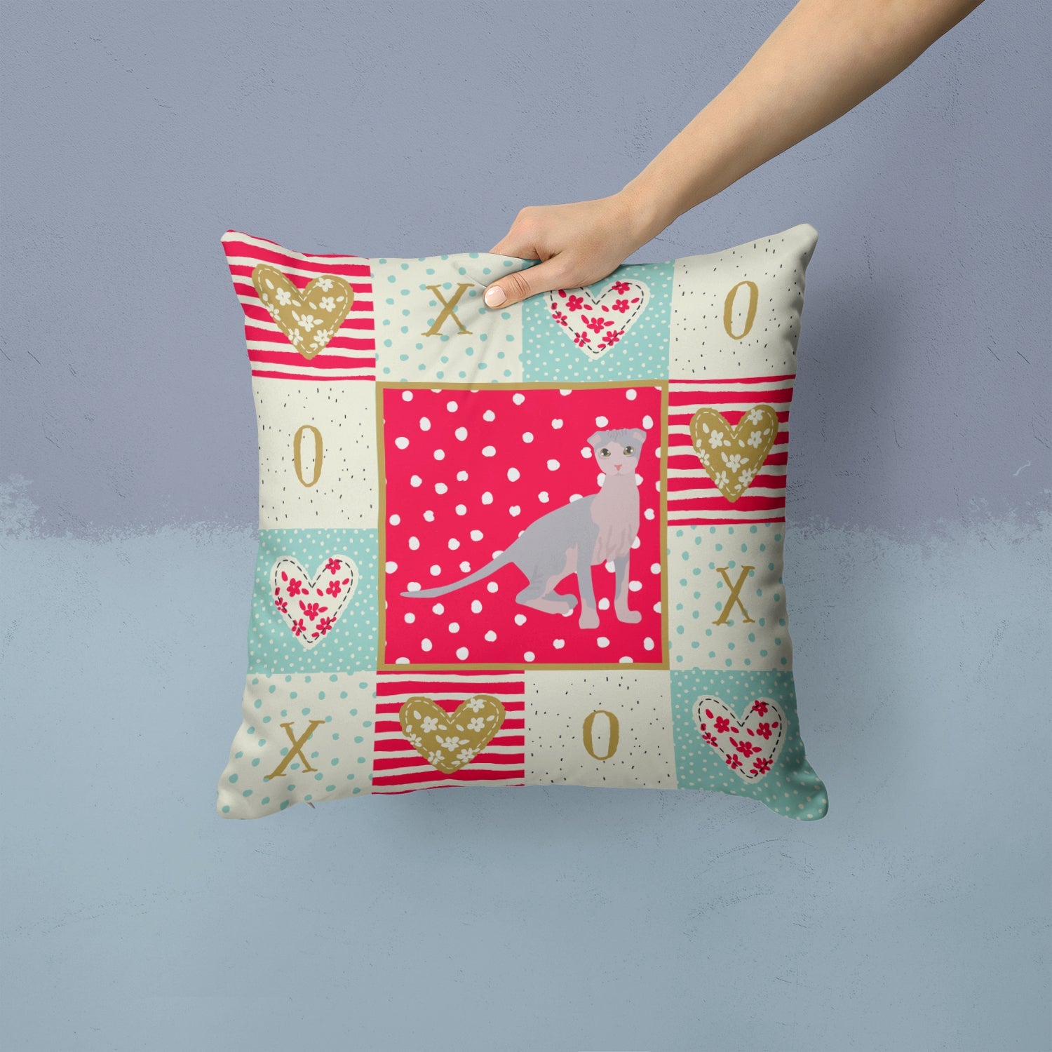 Ukrainian Levkoy Cat Love Decorative Throw Pillow 14x14 Indoor Outdoor Accent Cushion, Fabric Cover with Insert for Sofa, Bed, Porch & Living Room