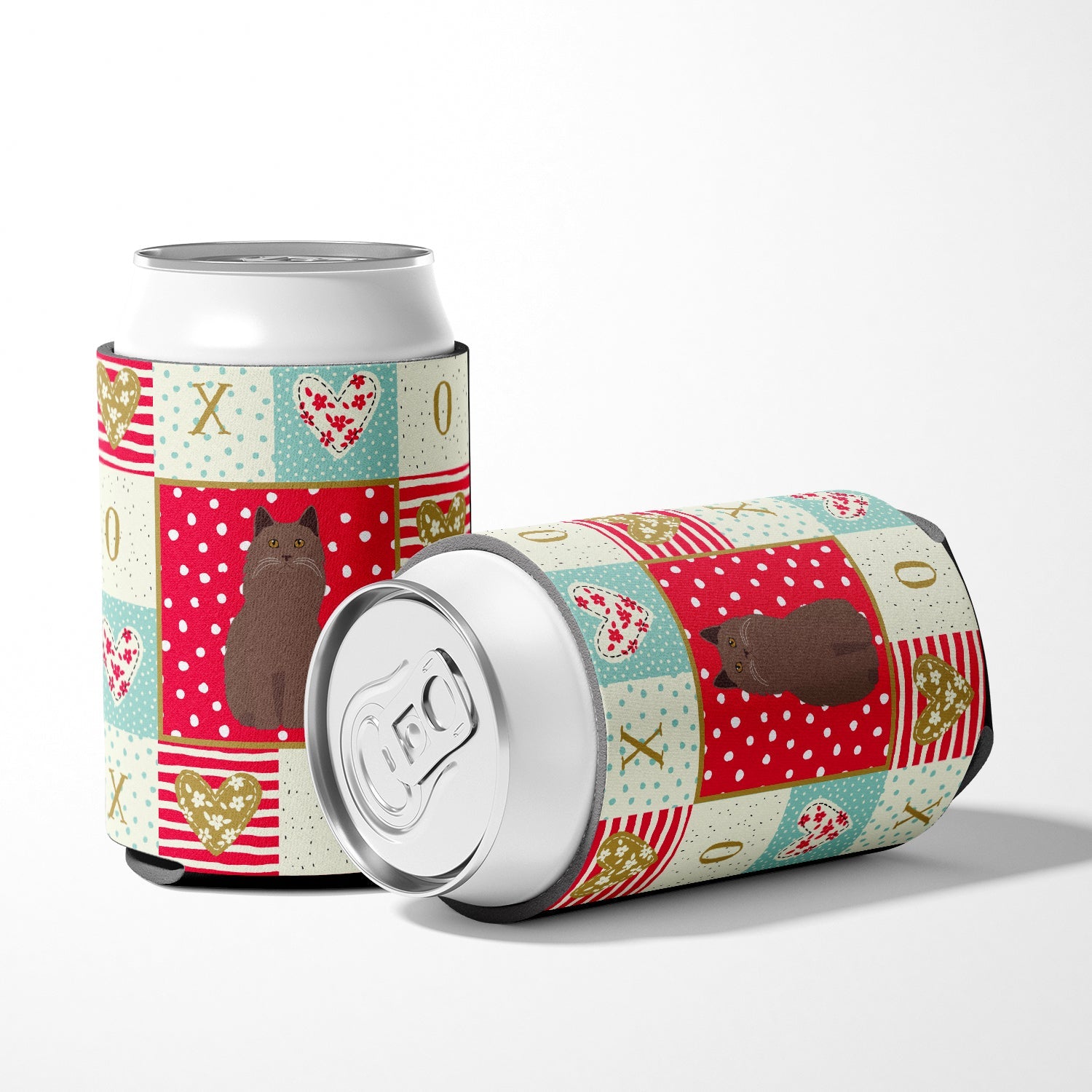York Chocolate Cat Love Can or Bottle Hugger Cooler Sleeve for Standard 12 oz Cans, Insulated Foam Beer & Soda Can Hugger Reusable