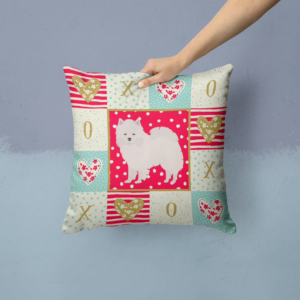 American Eskimo Love Decorative Throw Pillow 14x14 Indoor Outdoor Accent Cushion, Fabric Cover with Insert for Sofa, Bed, Porch & Living Room