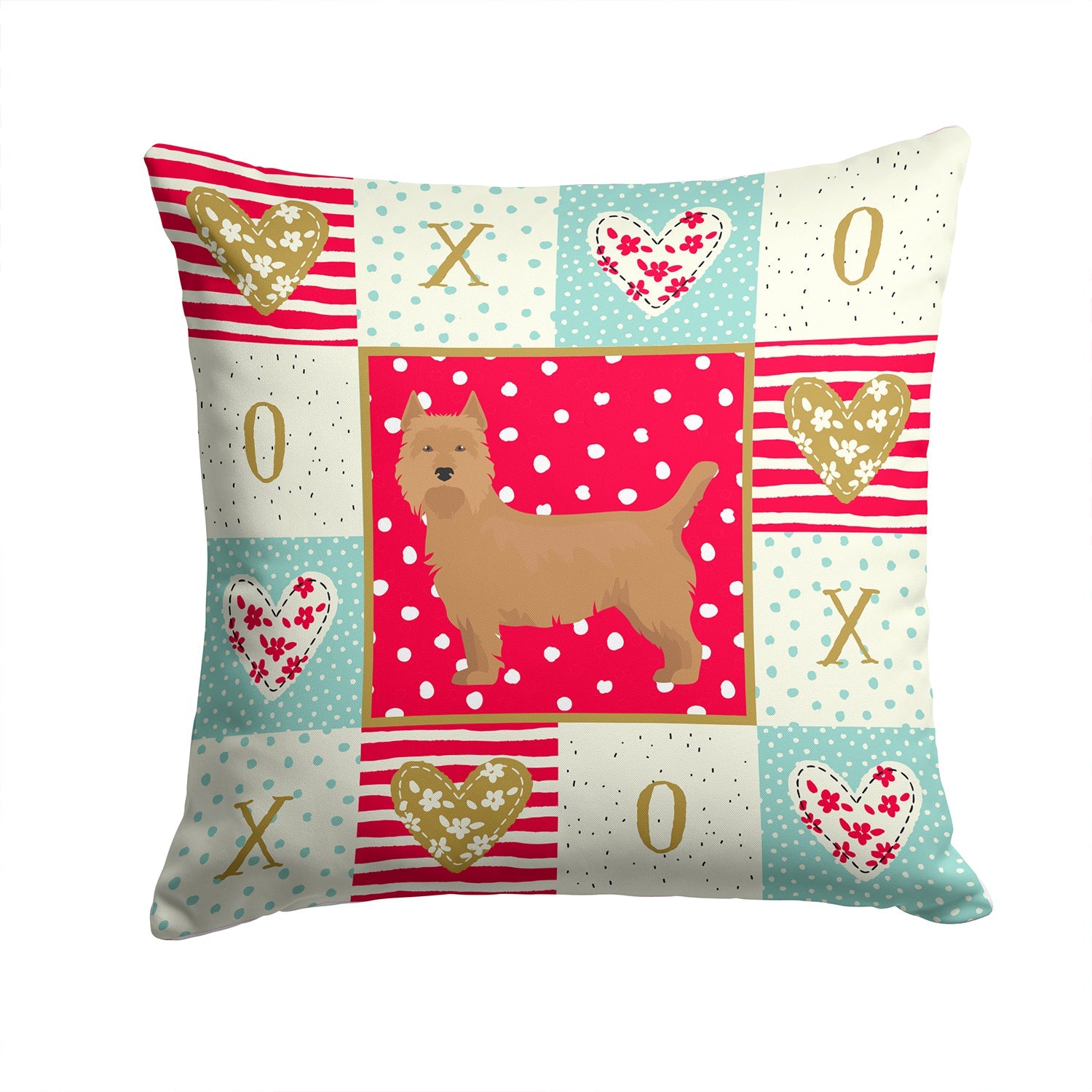 Australian Terrier Love Decorative Throw Pillow 14x14 Indoor Outdoor Accent Cushion, Fabric Cover with Insert for Sofa, Bed, Porch & Living Room